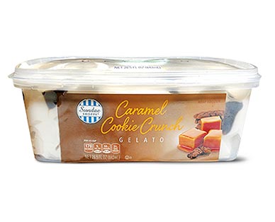 caramel cookie crunch gelato at aldi