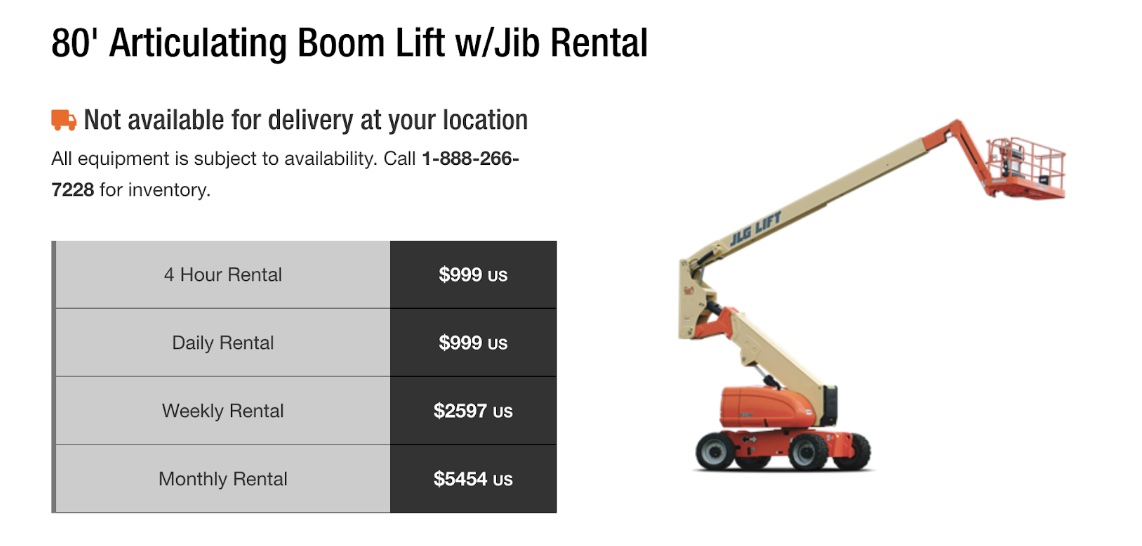 What Size Boom Lifts Can you Rent at Home Depot?