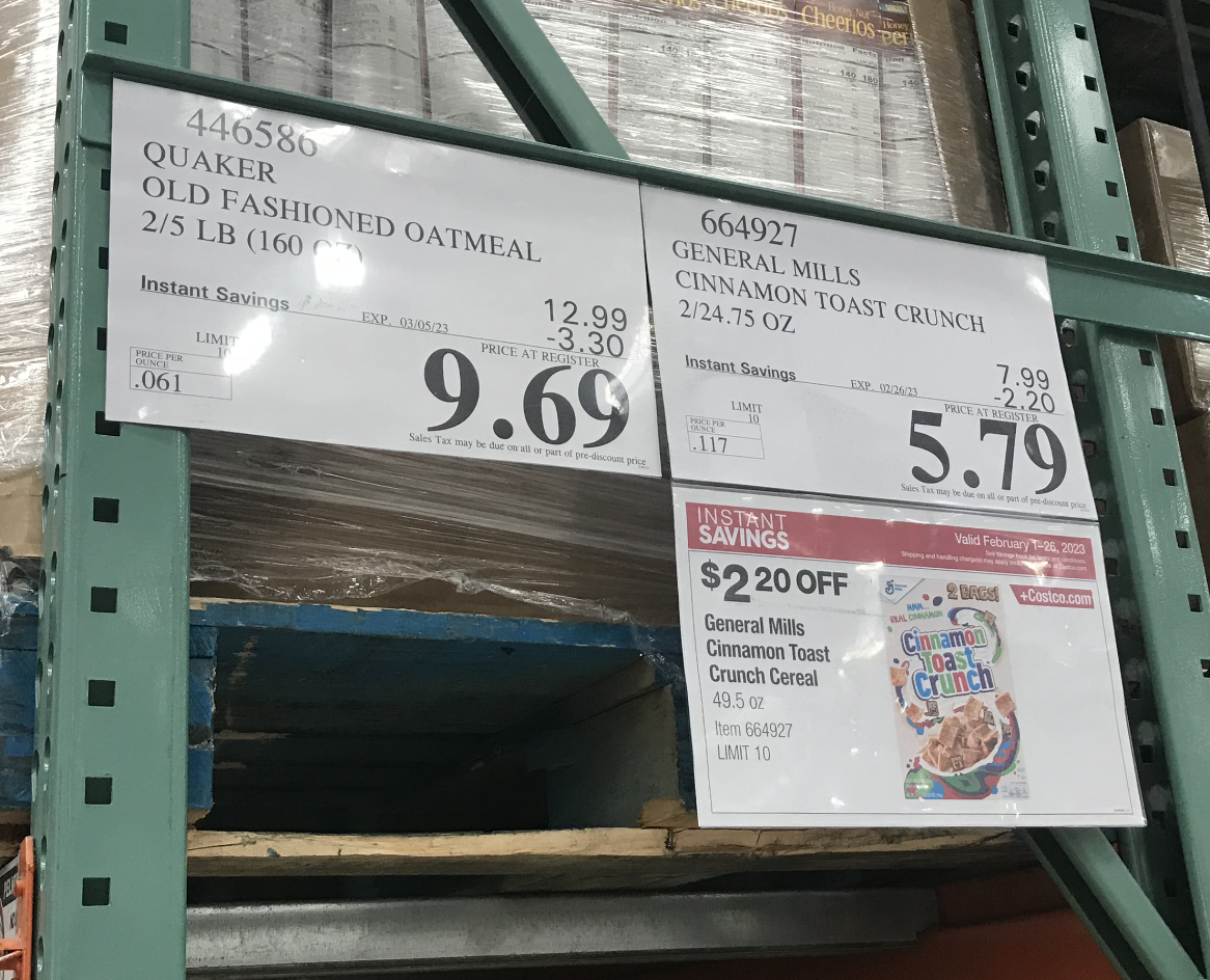 Costco Price tag code 69